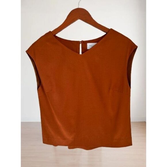 Beauty & Youth United Arrows Rust Orange Sleeveless V-Neck Blouse Womens Top - Picture 2 of 8